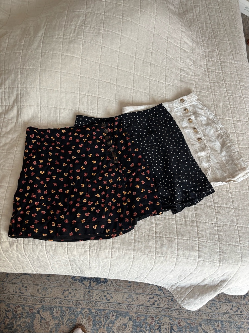 3 Madewell Mini Skirts: floral, stars, & checker